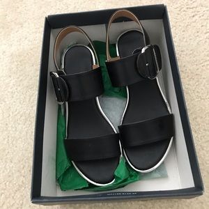 Tommy Hilfiger black leather sandals